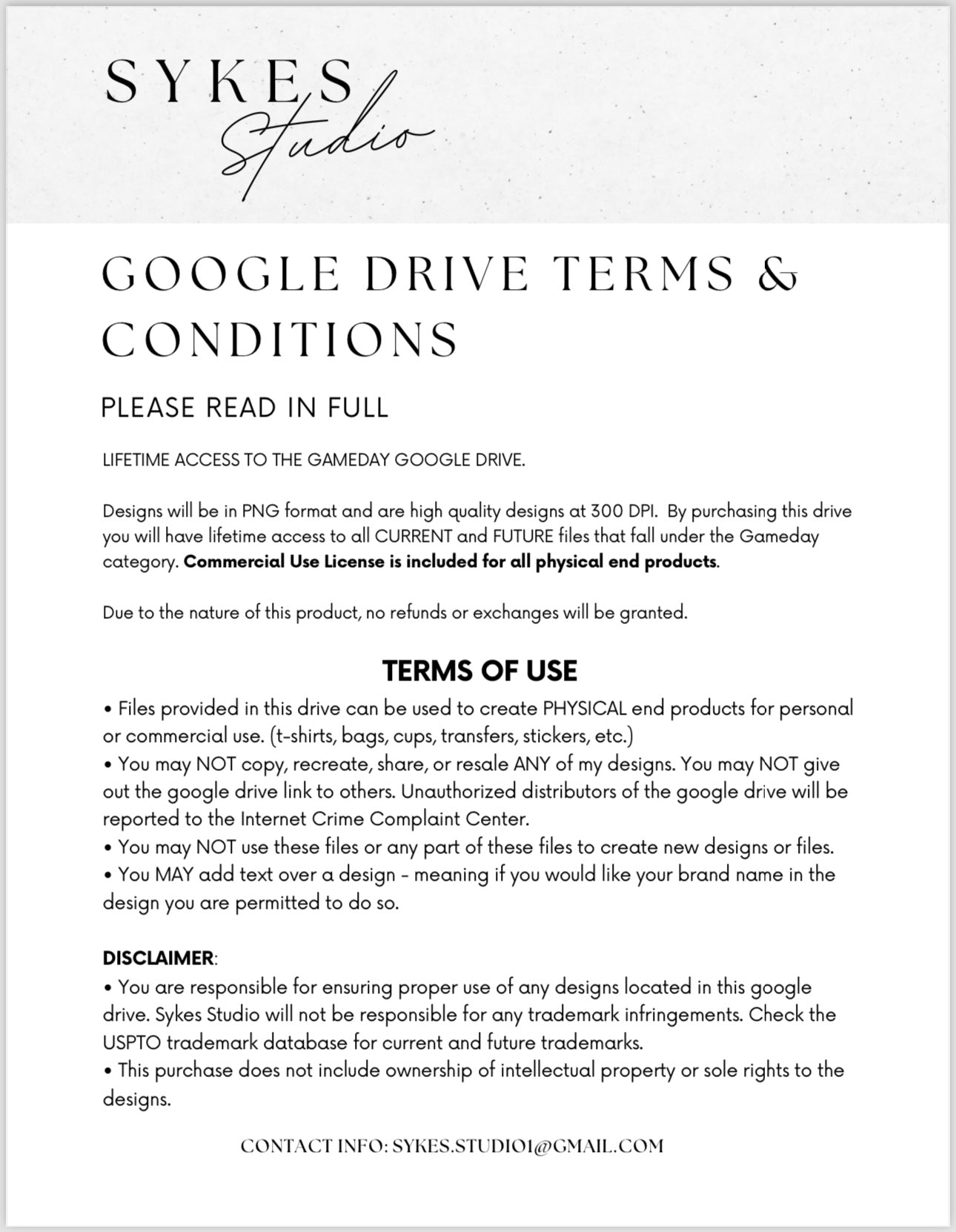 GAMEDAY GOOGLE DRIVE ACCESS